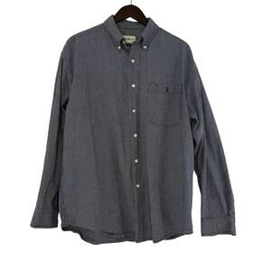 Eddie Bauer Button Down Shirt Mens Large Navy Micro Check Cotton